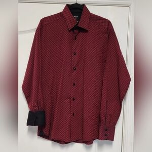 Absolute Rebellion Mens L Slim Fit Flip Cuff long sleeve dark Red